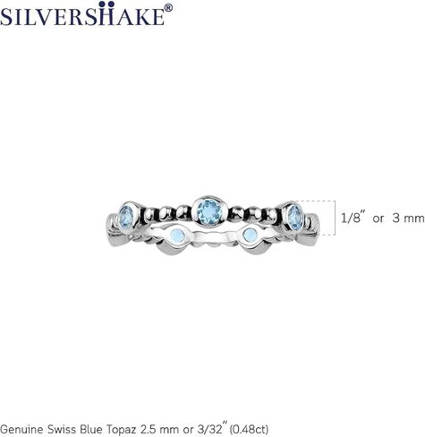 Silvershake Genuine Gemstone 925 Sterling Silver Minimalist Stackable Ring Jewelry for Teens or Women in Saudi Arabia