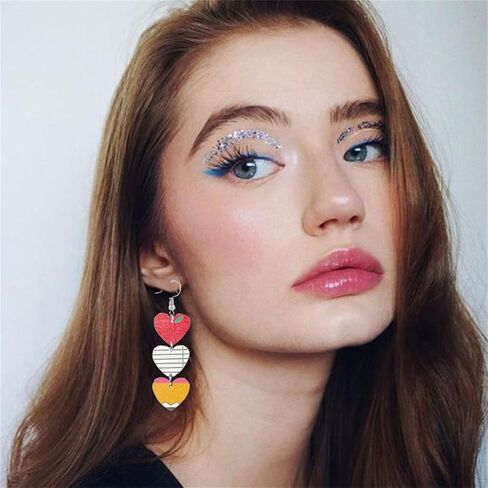 Handmade Wooden Pencil Drop Earring Lightweight Apple Rainbow Pencil Dinosaur Book Wood Earrings Funny Caterpillar Teacher Student Dangle Earrings for Women Back to School Gift in Kuwait