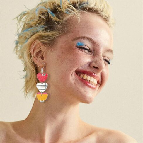Handmade Wooden Pencil Drop Earring Lightweight Apple Rainbow Pencil Dinosaur Book Wood Earrings Funny Caterpillar Teacher Student Dangle Earrings for Women Back to School Gift in Kuwait