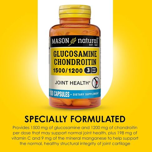 MASON NATURAL Glucosamine Chondroitin 1500/1200 with Vitamin C, Supports Joint Health for Normal Flexibility & Mobility*, 60 Capsules in Saudi Arabia