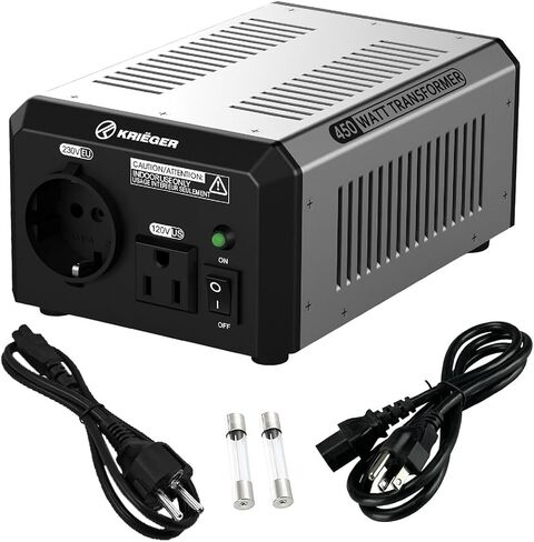 Krieger 850 Watt Voltage Transformer, 110/120V to 220/240V Step Up Step Down Voltage Converter with AC Outlets, MET Approved Under UL, CSA in Saudi Arabia