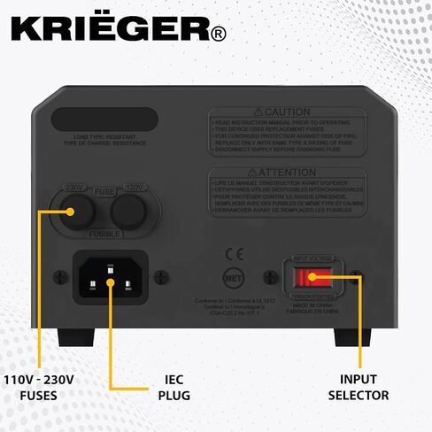 Krieger 850 Watt Voltage Transformer, 110/120V to 220/240V Step Up Step Down Voltage Converter with AC Outlets, MET Approved Under UL, CSA in Saudi Arabia