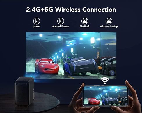 [Electric Focus/Auto Correction] 800 ANSI Ultra HD Projecto COI Native 1080P Support Android TV9.0 5G WiFi Bluetooth HD Outdoor Projector 4K Support,4P4D/Zoom/Portable Mini Movie Projectorn Pone/Lapto in Saudi Arabia