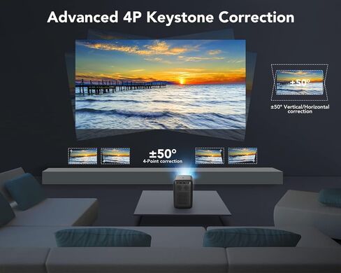 [Electric Focus/Auto Correction] 800 ANSI Ultra HD Projecto COI Native 1080P Support Android TV9.0 5G WiFi Bluetooth HD Outdoor Projector 4K Support,4P4D/Zoom/Portable Mini Movie Projectorn Pone/Lapto in Saudi Arabia