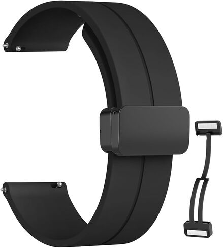 Magnetic Silicone Watch Band for Garmin Forerunner 245 / Forerunner 55 Watch Band, Garmin Forerunner 55 Band/Garmin Forerunner 158 Bands, Magnet Folding Buckle Replacement Sport Strap for Men Women in Saudi Arabia