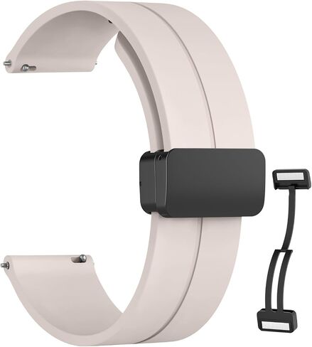 Magnetic Silicone Watch Band for Garmin Forerunner 245 / Forerunner 55 Watch Band, Garmin Forerunner 55 Band/Garmin Forerunner 158 Bands, Magnet Folding Buckle Replacement Sport Strap for Men Women in Saudi Arabia