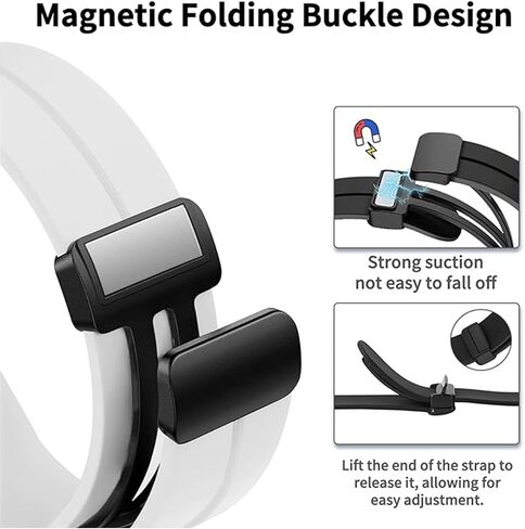 Magnetic Silicone Watch Band for Garmin Forerunner 245 / Forerunner 55 Watch Band, Garmin Forerunner 55 Band/Garmin Forerunner 158 Bands, Magnet Folding Buckle Replacement Sport Strap for Men Women in Saudi Arabia