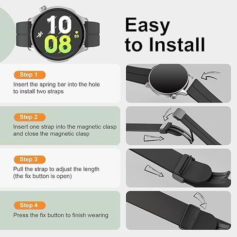 Magnetic Silicone Watch Band for Garmin Forerunner 245 / Forerunner 55 Watch Band, Garmin Forerunner 55 Band/Garmin Forerunner 158 Bands, Magnet Folding Buckle Replacement Sport Strap for Men Women in Saudi Arabia