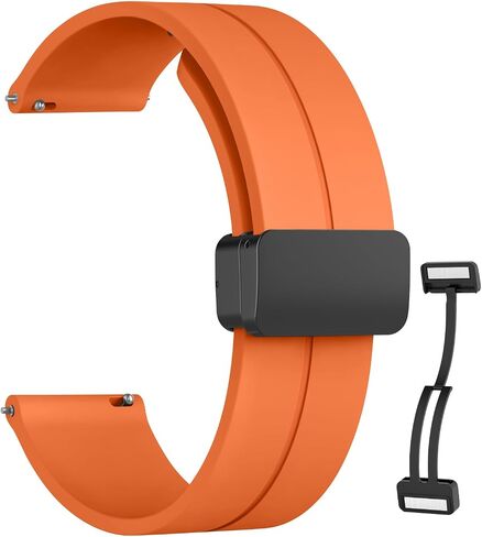 Magnetic Silicone Watch Band for Garmin Forerunner 245 / Forerunner 55 Watch Band, Garmin Forerunner 55 Band/Garmin Forerunner 158 Bands, Magnet Folding Buckle Replacement Sport Strap for Men Women in Saudi Arabia