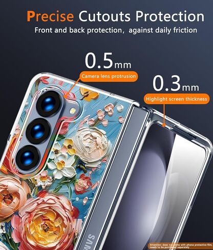 Compatible for Galaxy Z Fold 6 5G Case with Magnetic,Clear Anti-Yellow Shockproof Protective Case Cover for Galaxy Z Fold 6 5G，Oil Painting-Eustoma，LRM-CXDZ-07-08 in Saudi Arabia