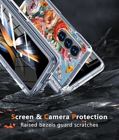 Compatible for Galaxy Z Fold 6 5G Case with Magnetic,Clear Anti-Yellow Shockproof Protective Case Cover for Galaxy Z Fold 6 5G，Oil Painting-Eustoma，LRM-CXDZ-07-08 in Saudi Arabia