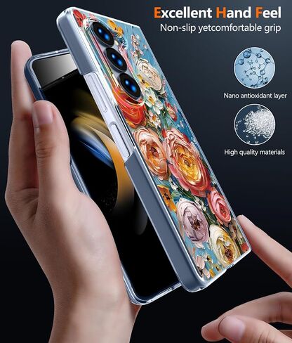 Compatible for Galaxy Z Fold 6 5G Case with Magnetic,Clear Anti-Yellow Shockproof Protective Case Cover for Galaxy Z Fold 6 5G，Oil Painting-Eustoma，LRM-CXDZ-07-08 in Saudi Arabia