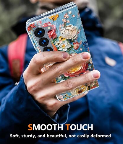 Compatible for Galaxy Z Fold 6 5G Case with Magnetic,Clear Anti-Yellow Shockproof Protective Case Cover for Galaxy Z Fold 6 5G，Oil Painting-Eustoma，LRM-CXDZ-07-08 in Saudi Arabia
