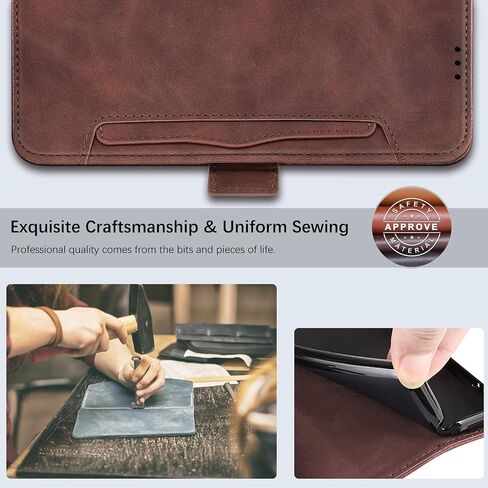 Leather RFID Case for Samsung Galaxy S24 Plus 5G Case 6.7-inch, Case with 3+2 Card Slot and Cash Pocket, Built-in Kickstand, Rugged Protective Case Designed for Galaxy S24+ Plus 5G (Brown) in Saudi Arabia