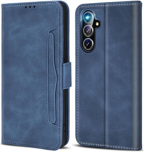 Leather RFID Case for Samsung Galaxy S24 Plus 5G Case 6.7-inch, Case with 3+2 Card Slot and Cash Pocket, Built-in Kickstand, Rugged Protective Case Designed for Galaxy S24+ Plus 5G (Brown) in Saudi Arabia