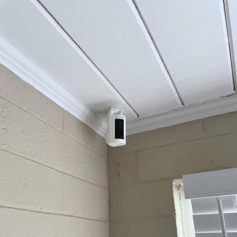 Bracket Mount Compatible with Ring Stick Up Camera | Overhang or Ceiling Mounting Bracket for Indoor or Outdoor Use | Made in USA (Stick Up, White) in Saudi Arabia