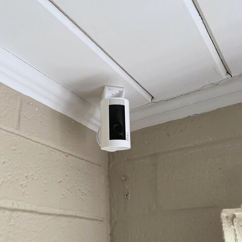 Bracket Mount Compatible with Ring Stick Up Camera | Overhang or Ceiling Mounting Bracket for Indoor or Outdoor Use | Made in USA (Stick Up, White) in Saudi Arabia