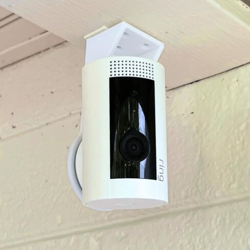 Bracket Mount Compatible with Ring Stick Up Camera | Overhang or Ceiling Mounting Bracket for Indoor or Outdoor Use | Made in USA (Stick Up, White) in Saudi Arabia