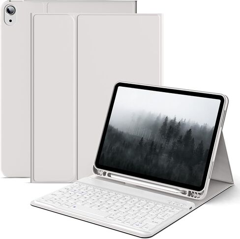 JKSML New iPad Air 11 inch M2 Case with Keyboard, 10.9 inch iPad Air 5th/4th Generation Case with Pencil Holder and Detachable Wireless Bluetooth Keyboard (Quick Connection), Auto Wake/Sleep, Gray in Saudi Arabia
