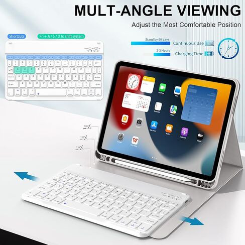JKSML New iPad Air 11 inch M2 Case with Keyboard, 10.9 inch iPad Air 5th/4th Generation Case with Pencil Holder and Detachable Wireless Bluetooth Keyboard (Quick Connection), Auto Wake/Sleep, Gray in Saudi Arabia