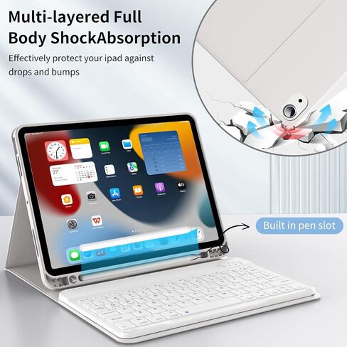 JKSML New iPad Air 11 inch M2 Case with Keyboard, 10.9 inch iPad Air 5th/4th Generation Case with Pencil Holder and Detachable Wireless Bluetooth Keyboard (Quick Connection), Auto Wake/Sleep, Gray in Saudi Arabia