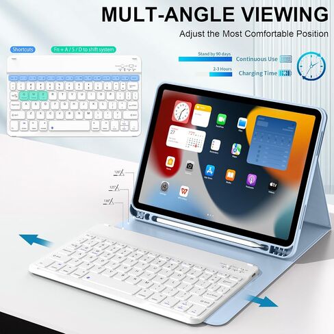JKSML New iPad Air 11 inch M2 Case with Keyboard, 10.9 inch iPad Air 5th/4th Generation Case with Pencil Holder and Detachable Wireless Bluetooth Keyboard (Quick Connection), Auto Wake/Sleep, Gray in Saudi Arabia