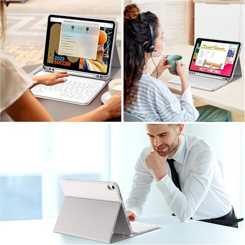 JKSML New iPad Air 11 inch M2 Case with Keyboard, 10.9 inch iPad Air 5th/4th Generation Case with Pencil Holder and Detachable Wireless Bluetooth Keyboard (Quick Connection), Auto Wake/Sleep, Gray in Saudi Arabia