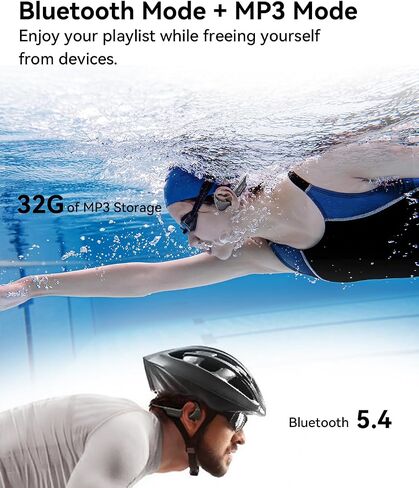 NANK Runner Diver2 Pro - Bone Conduction Headphones with Noise Cancelling Mode, IP69 Swimming Headphones, Bluetooth 5.4 & 32GB MP3 Player, Open Ear Headphones with Mic, Fit for Sports in Saudi Arabia
