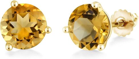 Gem Stone King 14K Yellow Gold London Blue Topaz 3 Prong Martini Screw Back Stud Earrings For Women (5.00 Cttw, Gemstone November Birthstone, Round 8MM) in Saudi Arabia