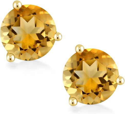 Gem Stone King 14K Yellow Gold London Blue Topaz 3 Prong Martini Screw Back Stud Earrings For Women (5.00 Cttw, Gemstone November Birthstone, Round 8MM) in Saudi Arabia