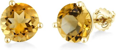 Gem Stone King 14K Yellow Gold London Blue Topaz 3 Prong Martini Screw Back Stud Earrings For Women (5.00 Cttw, Gemstone November Birthstone, Round 8MM) in Saudi Arabia