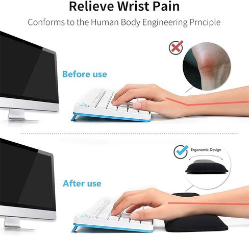 Upgraded Keyboard Wrist Rest Pad - Comfortable Lightweight Memory Foam Wrist Rest Pad for Wrist Hand Rest Perfect for Gaming, Office (Black-B) in Saudi Arabia