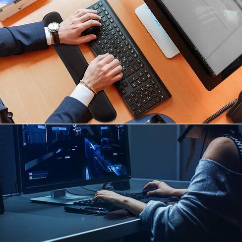 Upgraded Keyboard Wrist Rest Pad - Comfortable Lightweight Memory Foam Wrist Rest Pad for Wrist Hand Rest Perfect for Gaming, Office (Black-B) in Saudi Arabia