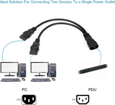 2 حزمة UPS Server Y Splitter C14 إلى 2 × C13 سلك كابل محول الطاقة in Saudi Arabia