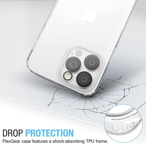 حافظة [AuraShield] لهاتف iPhone 13 Pro و2 واقي شاشة زجاجي مع 2 واقي عدسة الكاميرا (شفاف) in Saudi Arabia