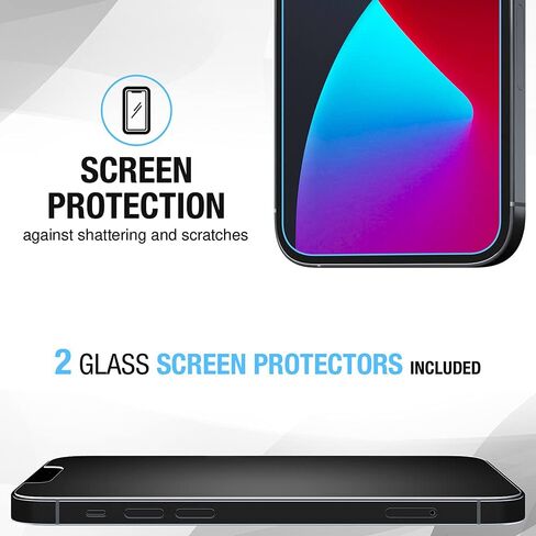 حافظة [AuraShield] لهاتف iPhone 13 Pro و2 واقي شاشة زجاجي مع 2 واقي عدسة الكاميرا (شفاف) in Saudi Arabia