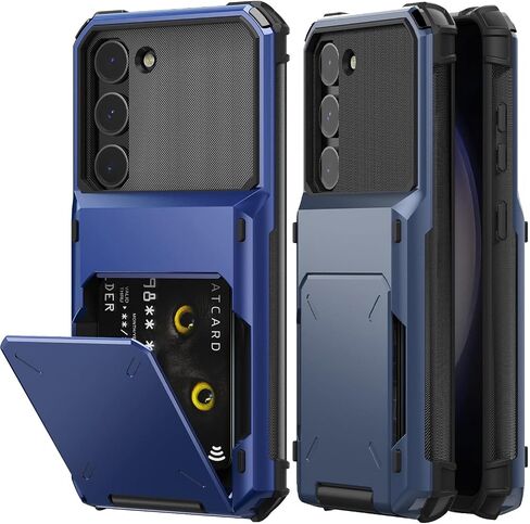 for Samsung Galaxy S23 5G Case with Card Holder Slot [Store 5 Cards] Hidden Credit Card ID Shock Absorption Rugged Protection Hard PC Phone Cases GalaxyS23 S 23 23S Cover Women Girls Purple in Saudi Arabia