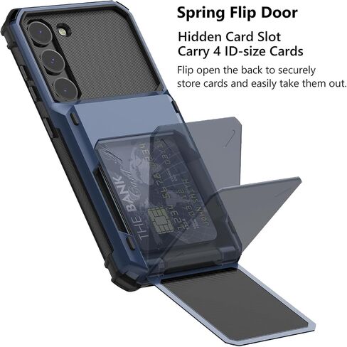 for Samsung Galaxy S23 5G Case with Card Holder Slot [Store 5 Cards] Hidden Credit Card ID Shock Absorption Rugged Protection Hard PC Phone Cases GalaxyS23 S 23 23S Cover Women Girls Purple in Saudi Arabia