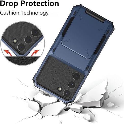 for Samsung Galaxy S23 5G Case with Card Holder Slot [Store 5 Cards] Hidden Credit Card ID Shock Absorption Rugged Protection Hard PC Phone Cases GalaxyS23 S 23 23S Cover Women Girls Purple in Saudi Arabia