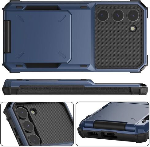 for Samsung Galaxy S23 5G Case with Card Holder Slot [Store 5 Cards] Hidden Credit Card ID Shock Absorption Rugged Protection Hard PC Phone Cases GalaxyS23 S 23 23S Cover Women Girls Purple in Saudi Arabia