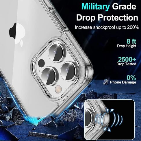 5-in-1 for iPhone 14 Pro Case Clear with Screen Protector, 2X Tempered Glass Screen + 2X Camera Protector, Shockproof [Military Grade Protection] Slim Soft TPU Phone Case for iPhone 14 Pro in Saudi Arabia