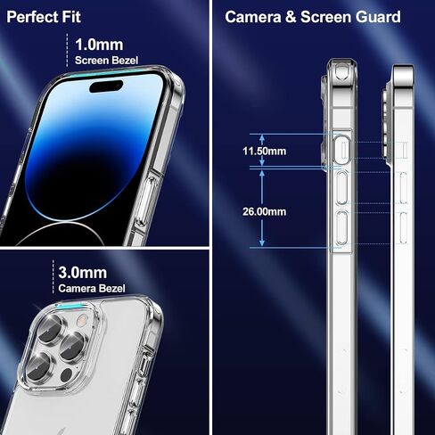 5-in-1 for iPhone 14 Pro Case Clear with Screen Protector, 2X Tempered Glass Screen + 2X Camera Protector, Shockproof [Military Grade Protection] Slim Soft TPU Phone Case for iPhone 14 Pro in Saudi Arabia