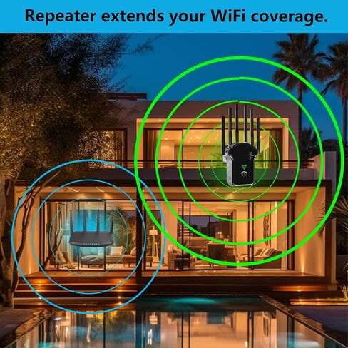 2024 WiFi Extender Signal Booster, WiFi Booster,Internet Wireless Repeater for Home Coverage up to (11800Sq.Ft), 6 Antennas WiFi Repeater with Ethernet Port & Ap Mode，Easy Installation in Saudi Arabia
