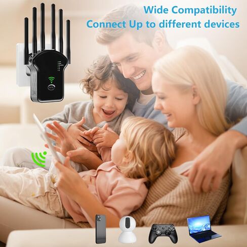 2024 WiFi Extender Signal Booster, WiFi Booster,Internet Wireless Repeater for Home Coverage up to (11800Sq.Ft), 6 Antennas WiFi Repeater with Ethernet Port & Ap Mode，Easy Installation in Saudi Arabia