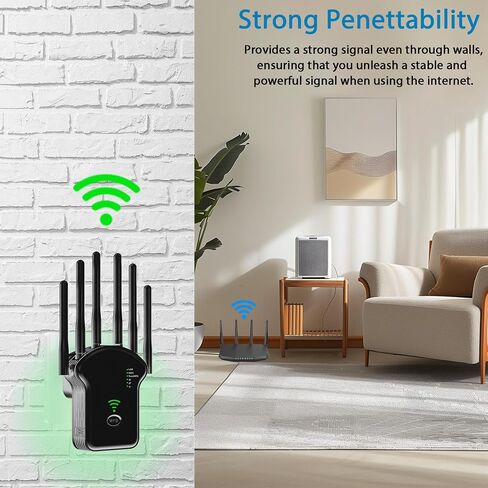 2024 WiFi Extender Signal Booster, WiFi Booster,Internet Wireless Repeater for Home Coverage up to (11800Sq.Ft), 6 Antennas WiFi Repeater with Ethernet Port & Ap Mode，Easy Installation in Saudi Arabia