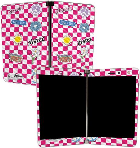 MIGHTY SKINS MightySkins Carbon Fiber Skin for Microsoft Surface Duo - VSCO Girl | Protective, Durable Textured Carbon Fiber Finish | Easy to Apply, Remove, and Change Styles | Made in The USA in Saudi Arabia