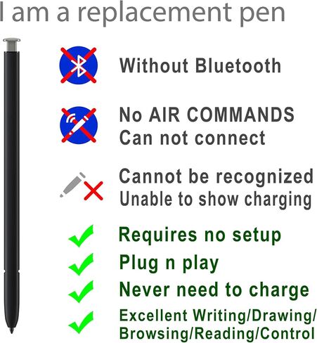 Galaxy S23 Ultra Stylus Pen Replacement for Samsung Galaxy S23 Ultra 5G S Pen without Bluetooth + Tips/Nibs (Black) in Saudi Arabia