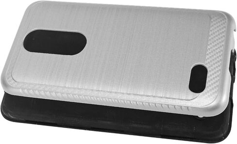 LG K30 LM-X410, Phoenix Plus X410AS, Harmony 2, Premier Pro LTE L413DL - Brushed Style Hybrid Case + Tempered Glass Screen Protector - CS4 Silver in Saudi Arabia