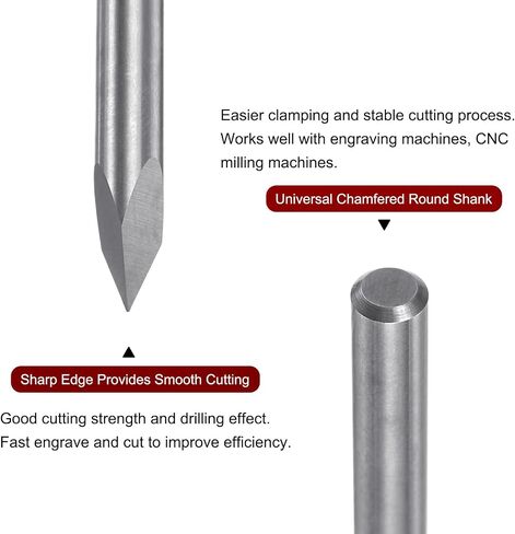 HARFINGTON Engraving CNC Router Bit 1/8" 3.175mm Shank 0.2mm Tip 45 Degree Solid Carbide 3 Flutes for Wood Acrylic PVC MDF Plastic in Saudi Arabia