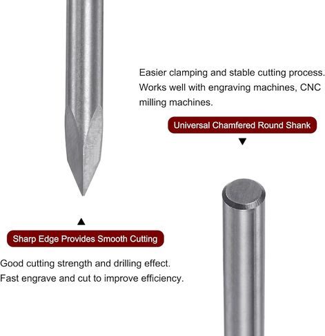 HARFINGTON Engraving CNC Router Bit 1/8" 3.175mm Shank 0.2mm Tip 45 Degree Solid Carbide 3 Flutes for Wood Acrylic PVC MDF Plastic in Saudi Arabia